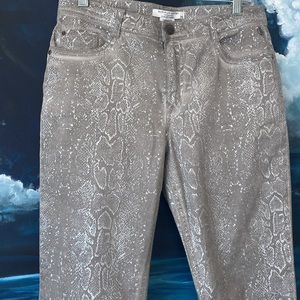 NWT Silver Snakeskin Print Summum Jeans